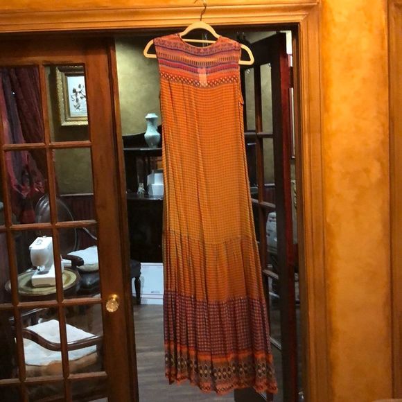 Anthropologie Embellished Chiffon Swing Maxi  Dress 2 - Picture 8 of 8